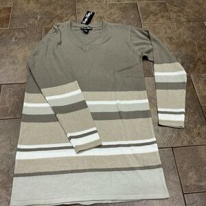 🥵 Elegant Striped Dress - Gray and Cream